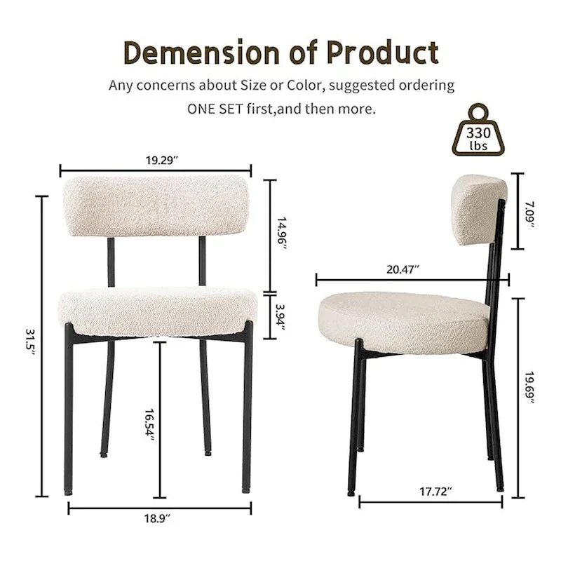 Mid-Century Modern Upholstered Boucle Dining Chairs (Set of 2/4/6)