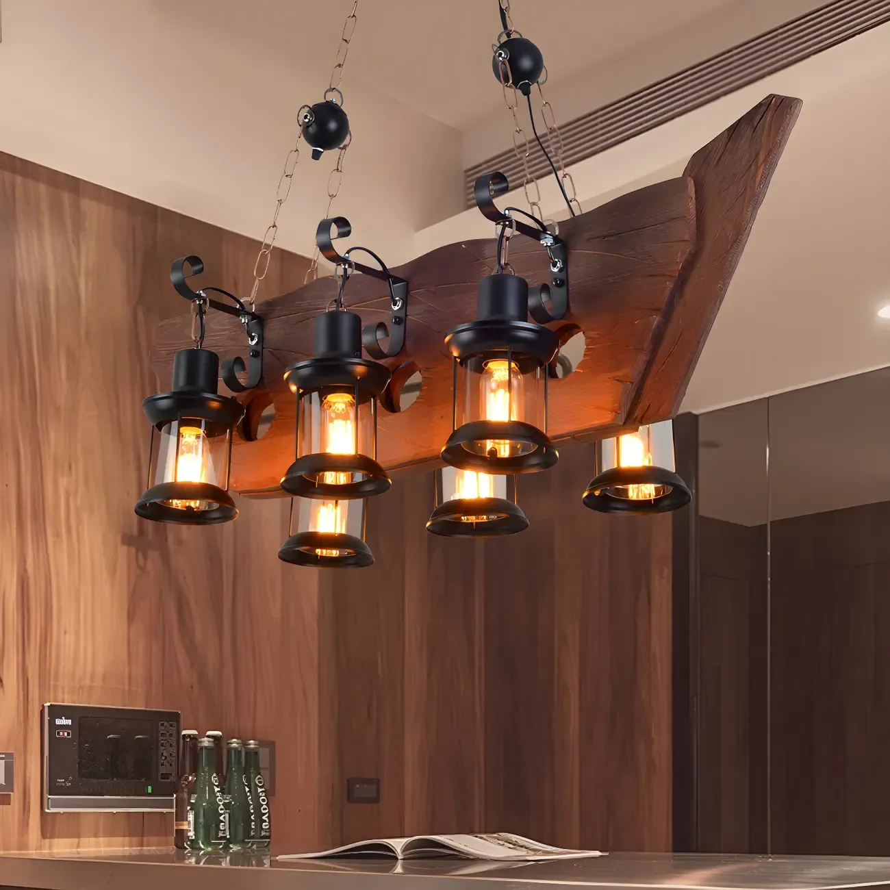 Rustic Lantern-Shaped Pendant Lights for Kitchen