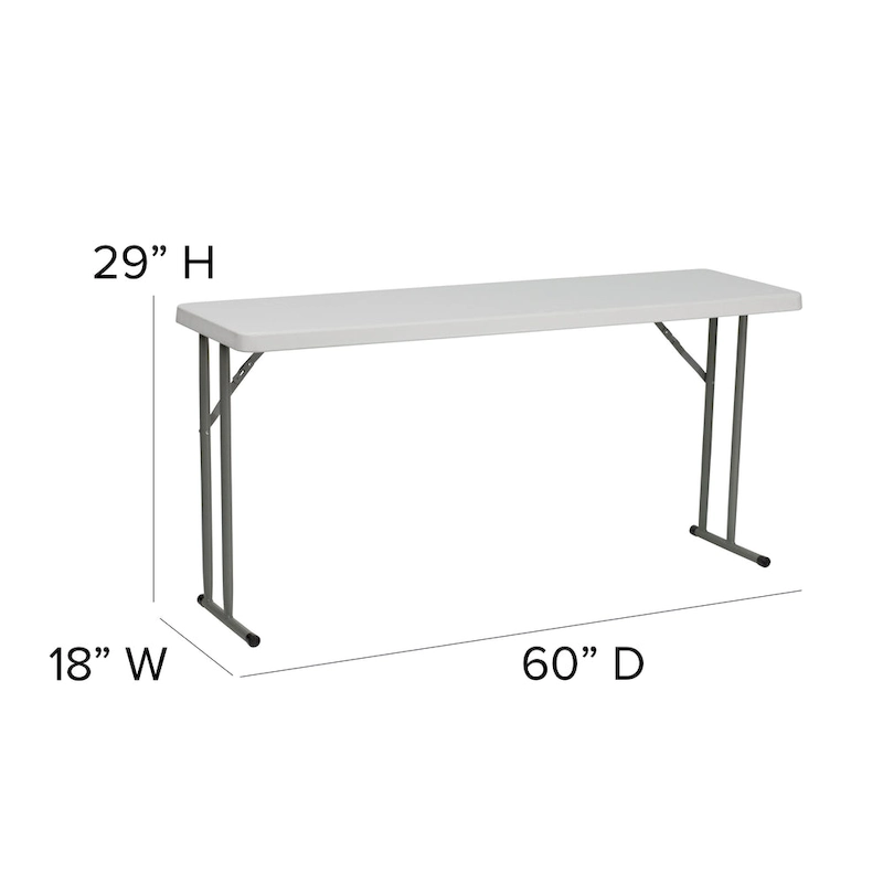 18W x 60L Rectangular Granite White Plastic Folding Training Table
