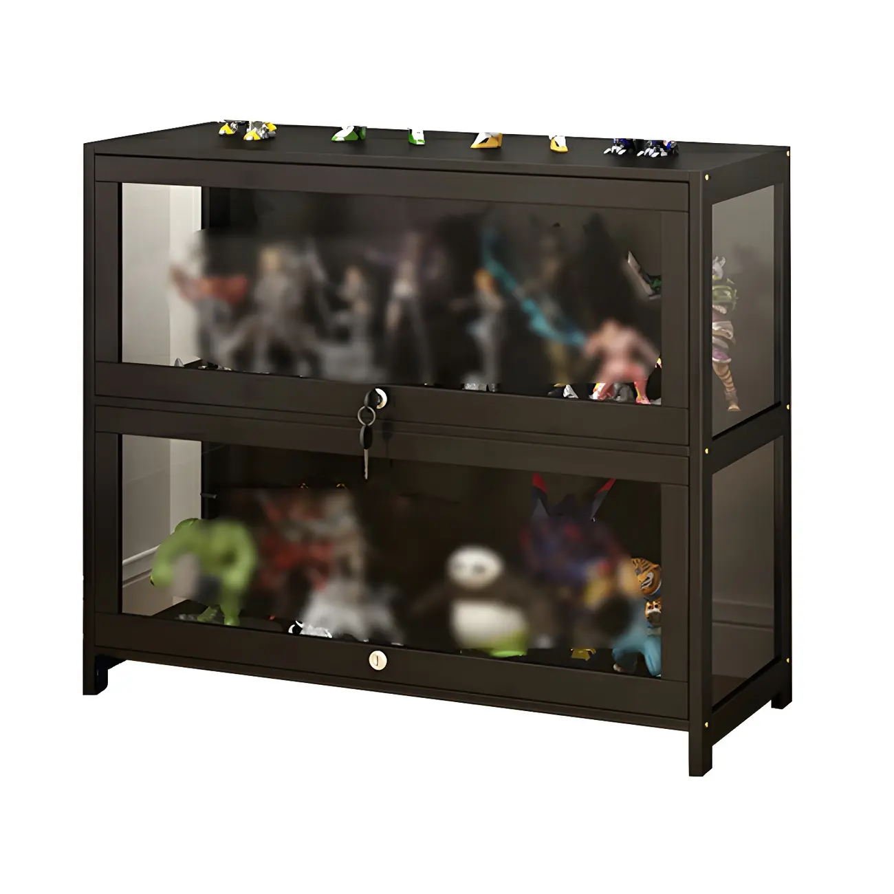Living Room Modern Black Glass Figurine Display Cabinet