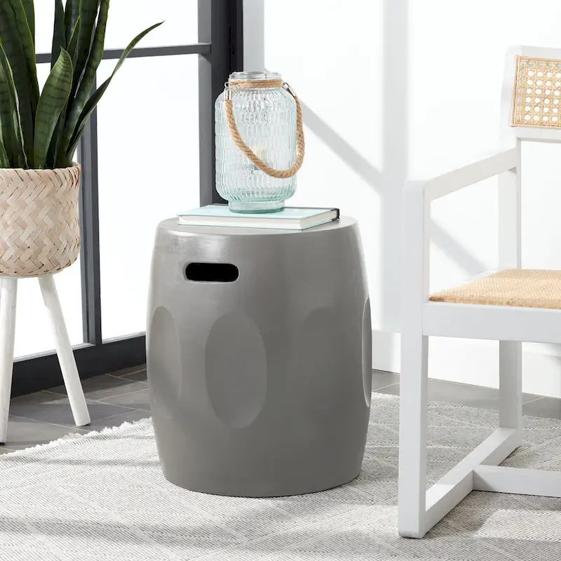 Dark Grey Concrete Top Square Side Table for 1