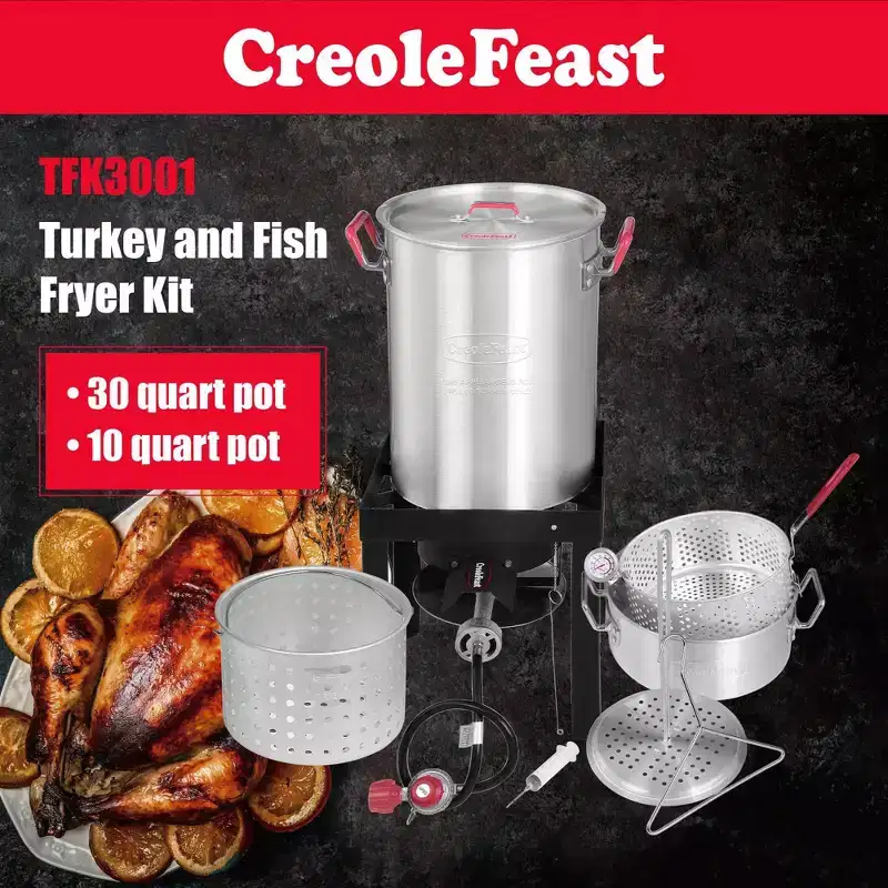 Creole Feast 30qt Aluminum Turkey Fryer Boiler Kit TFK-TG-3001TG