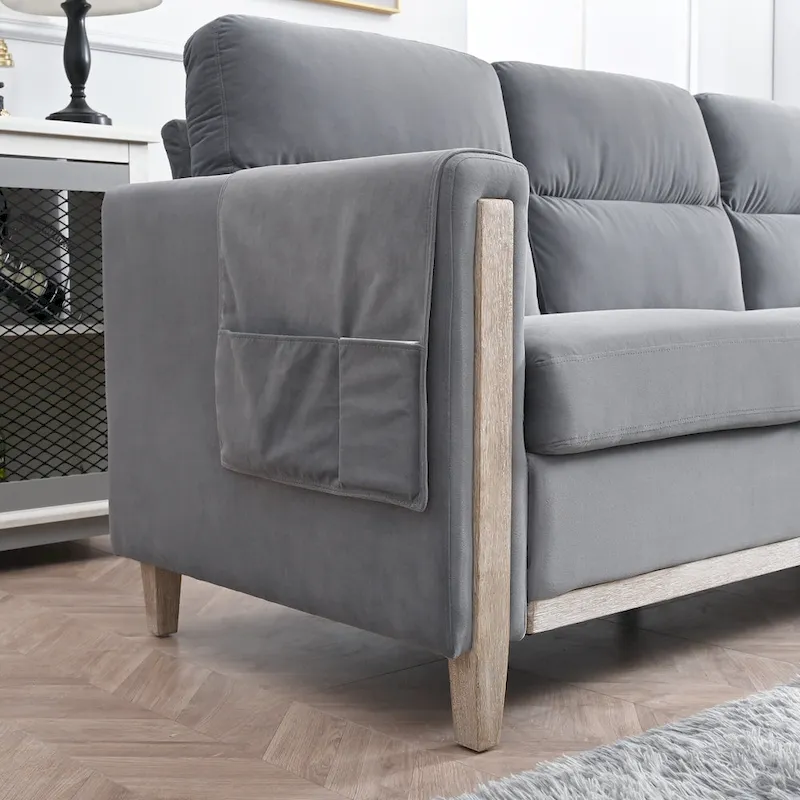 Larb Modern Solid Wood Three-Seater Sofa Couch by Christopher Knight Home