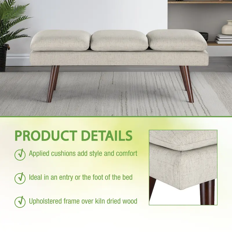 Amanda 54 Mid-Century Bench