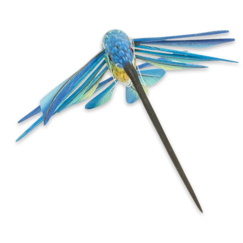 NOVICA Handmade Copal Wood 'Blue Hummingbird' Alebrije Sculpture (Mexico) - 6.25