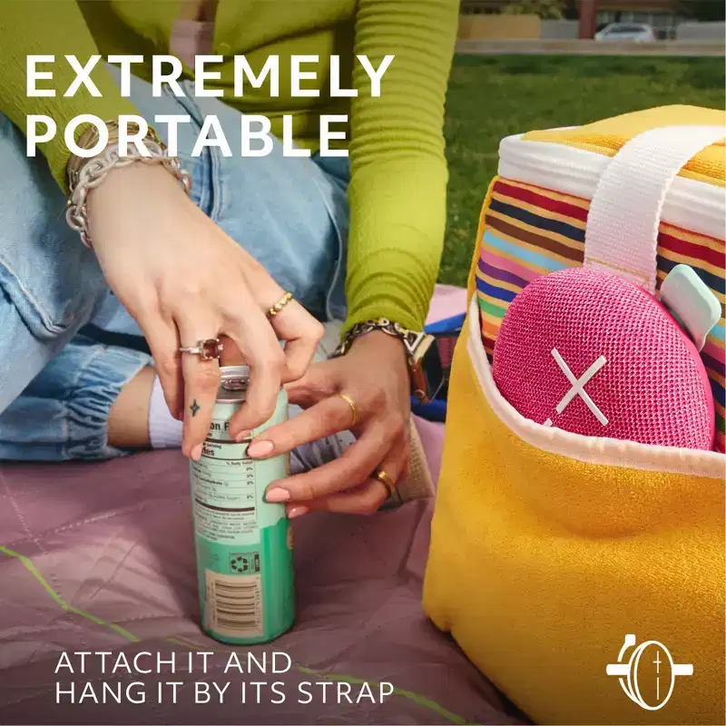 Ultimate Ears MINIROLL Ultra-Portable Waterproof Bluetooth Speaker, Big Bass, IP67 Dustproof, 984-002033, Calming Pink