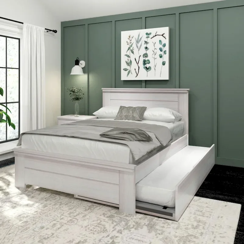 Plank and Beam Farmhouse Full Bed with Panel Headboard with Trundle