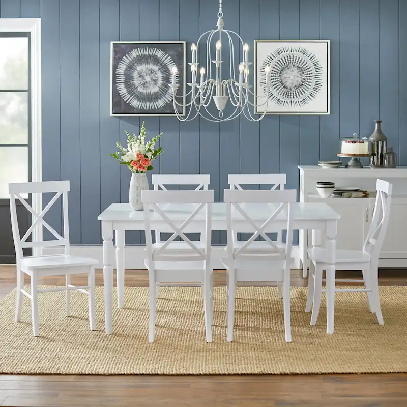 Mid-Century Rubberwood Dining Chair with Faux Leather Seat – Chestnut Wire-Brush