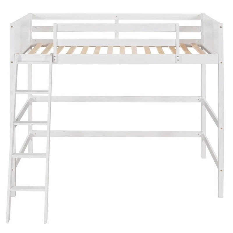 Solid Wood Twin Size Loft Bed with Ladder, Kids Bed