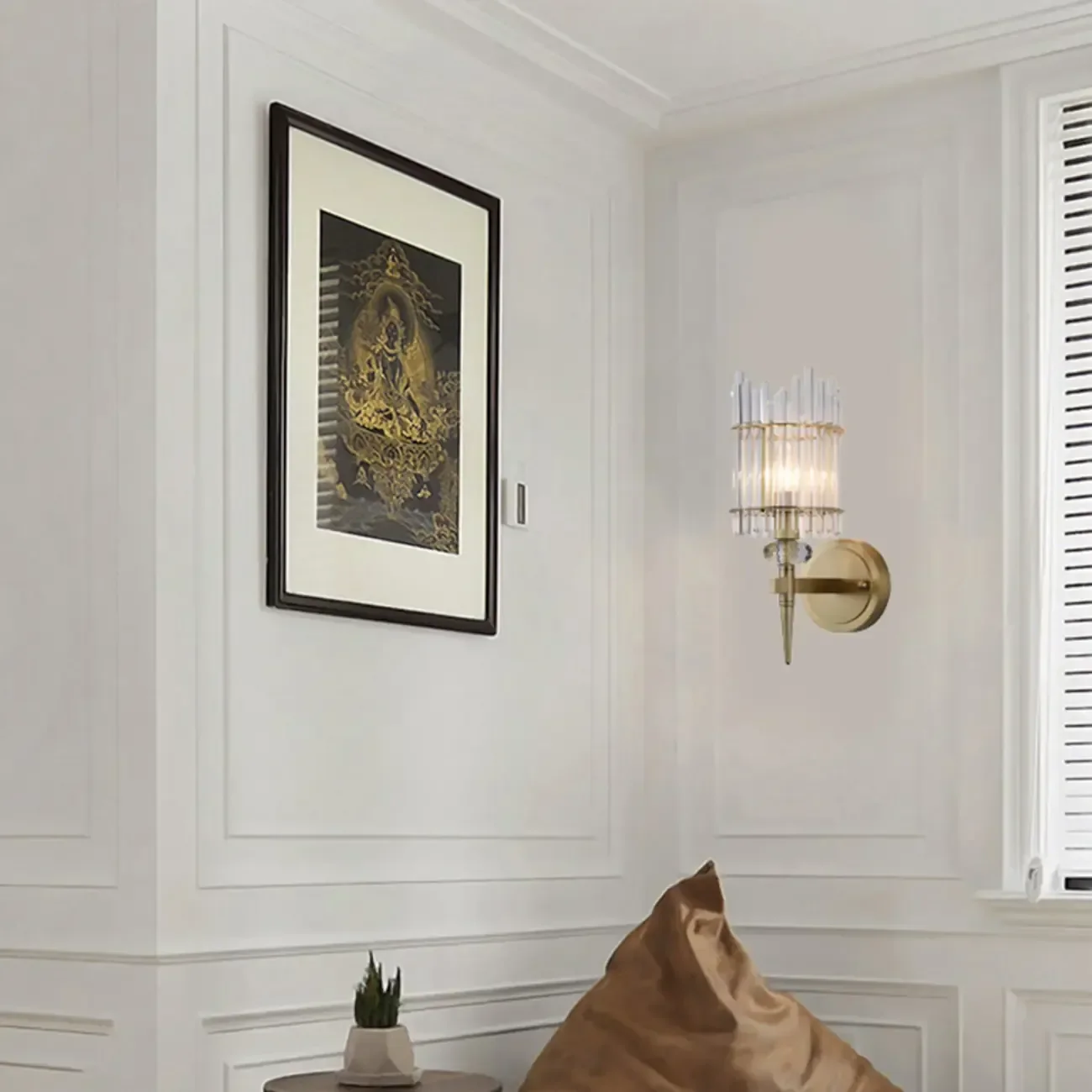 Elegant Gold Glass Wall Sconce with Rotary Switch