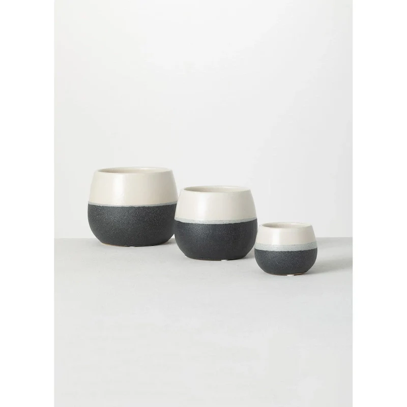 Sullivans Set of 3 Small Ceramic Planters 5 H, 4.5 H, & 3 H Multicolored