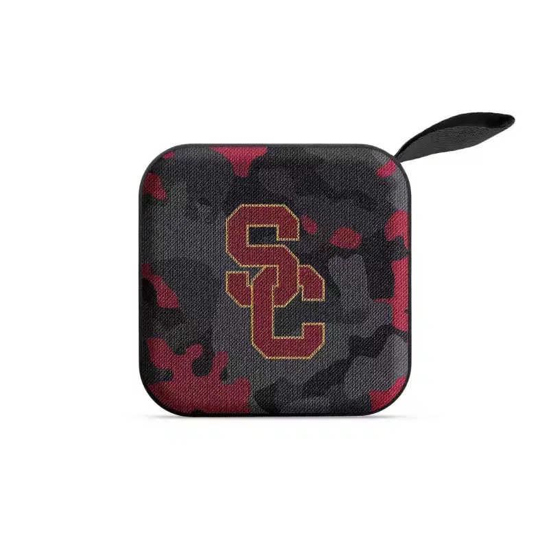 NCAA USC Trojans Bluetooth Portable Speaker with FM Radio: Wireless Rechargeable with USB & MicroSD Connection