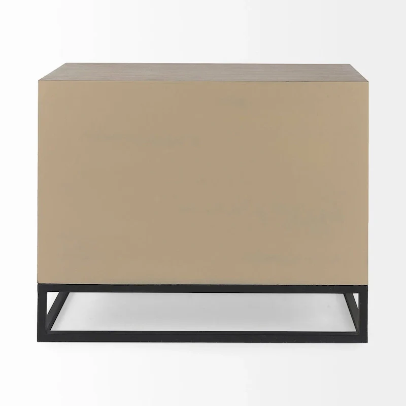 3-Drawer Accent Cabinet with Metal Frame - Geometric Pattern Design (Gray/Light Brown)