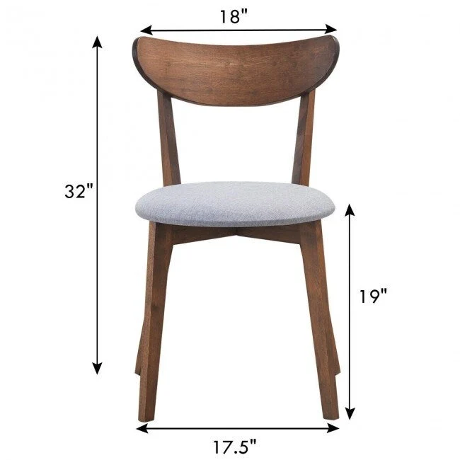 Set of 2 Dining Chair Upholstered Curved Back Side - 18  x 23  x 32  (L x W x H)