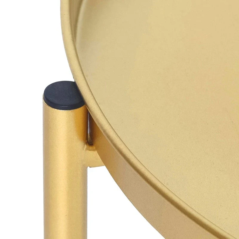 Gold End Table Metal Waterproof Snack Beside Table Accent Coffee Table - 16.9(D)x 16.9(W)x 20.5(H)