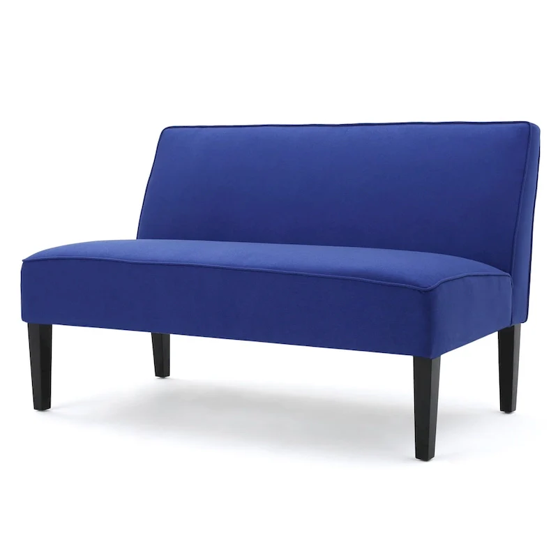 Grey/Royal Blue/Dark Teal Armless Fabric Loveseat, 2-Person
