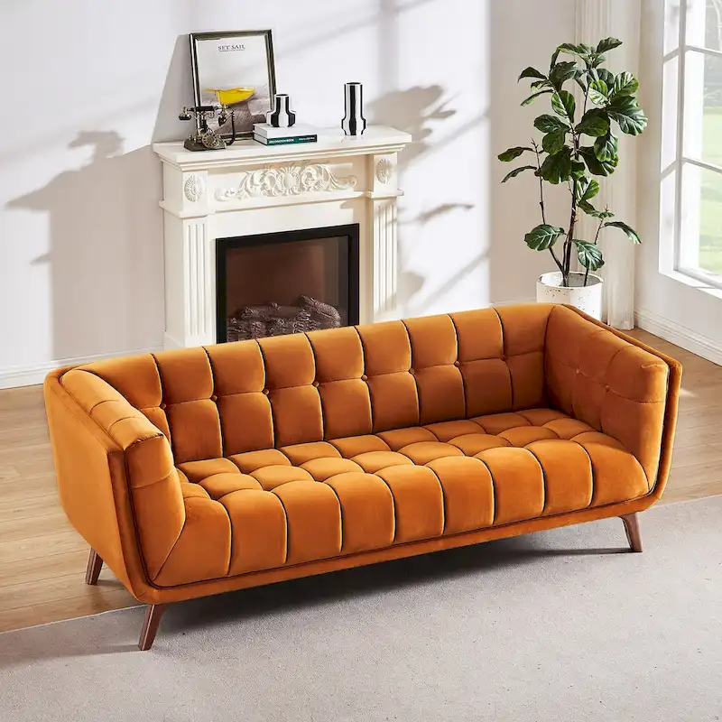 Modern Chesterfield Velvet Living Room Couch