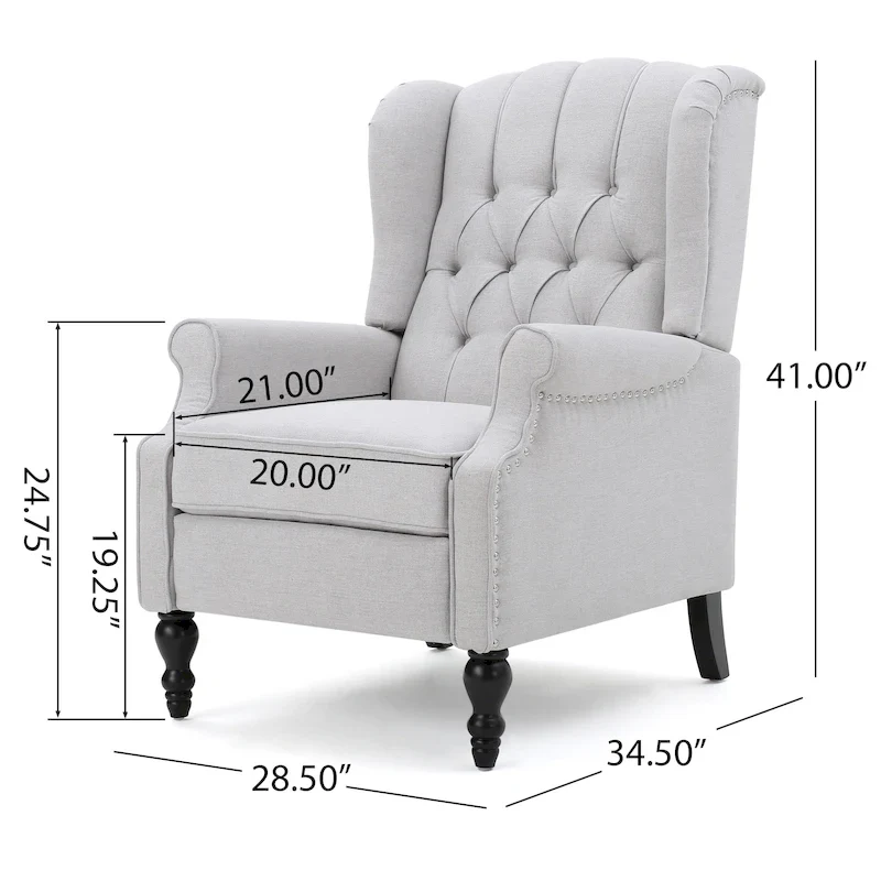 Tufted Fabric Wingback Recliner Club Chair