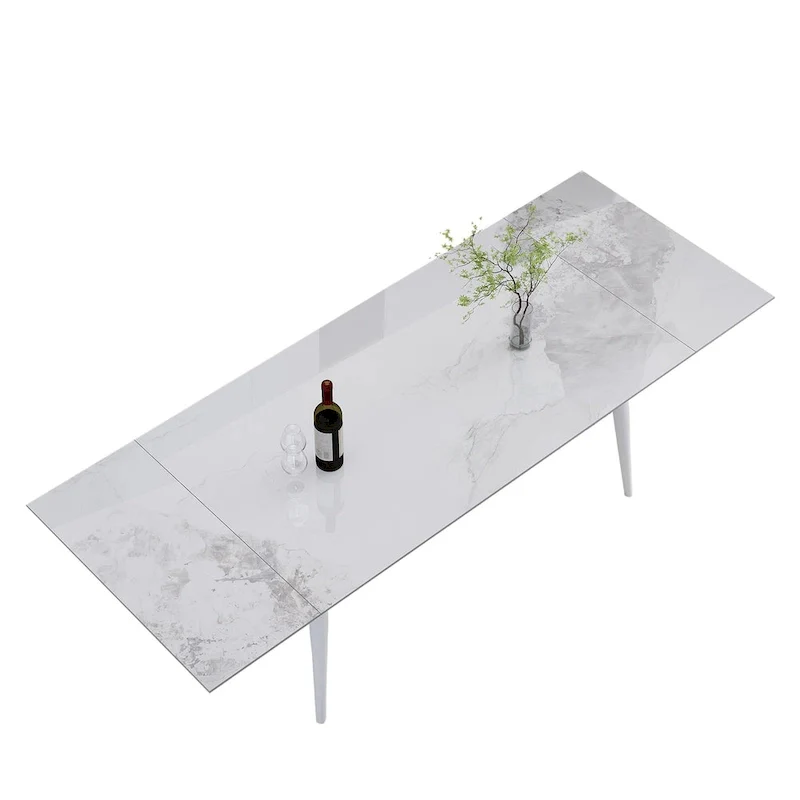 94.48 Rectangular Extendable Sintered Stone Dining Table