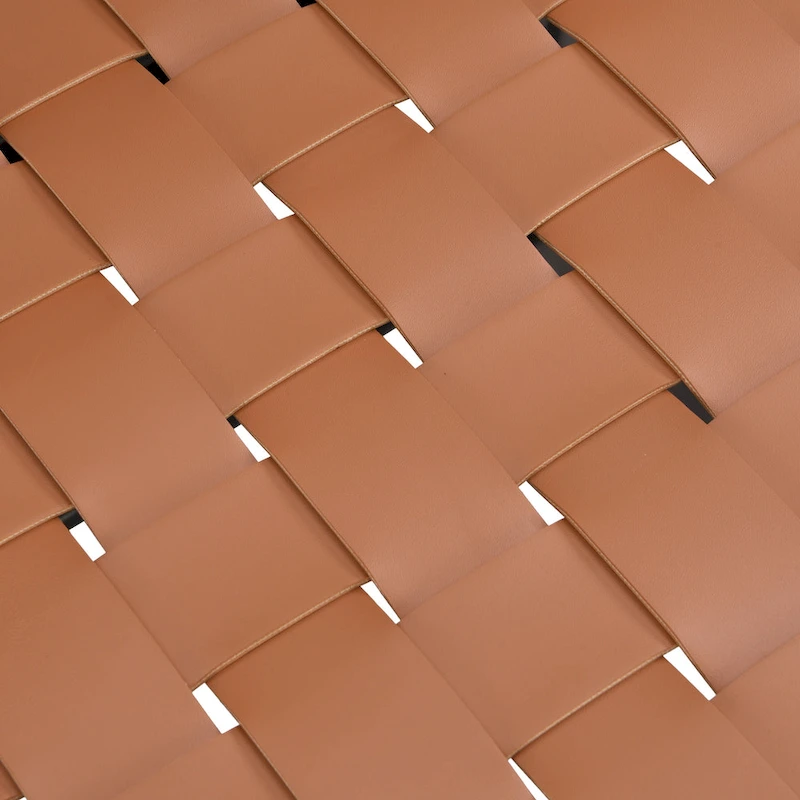 Roomfitters PU Leather Counter Stools, Set of 2 Bar Height Chairs with Woven Back and Rubberwood Frame, Black Brown