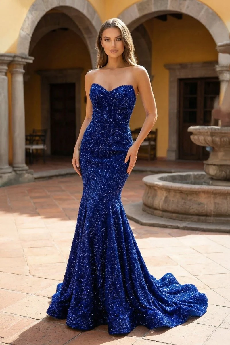 Mermaid Sweetheart Neck Sequins Prom Dress