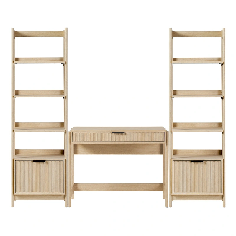 Middlebrook 3-Piece Set Writing Desk with 2 Narrow Bookcases