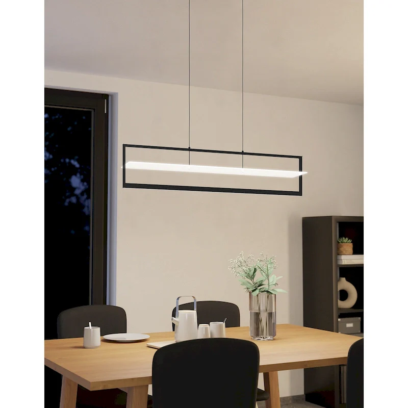 Farneta - 1-Light LED Linear Pendant - Structured Black Finish - Satin Acylic Shade