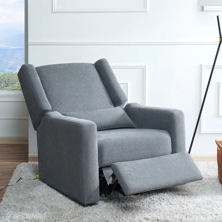 Power Swivel Glider Recliner Chair – Gray / White / Cream / Light Gray, Linen, Seats 1
