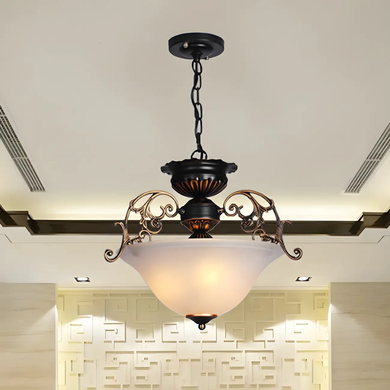 Gold Glass Classic Design Ceiling Chandelier Light