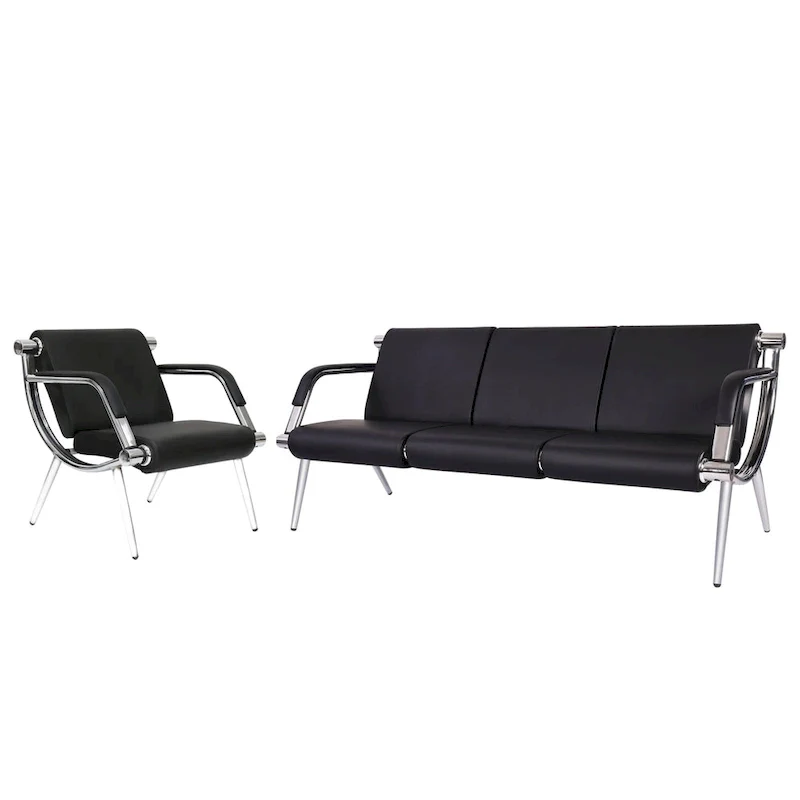 Black / Blue PU Leather Waiting Bench – 1-Seat & 2-Seat