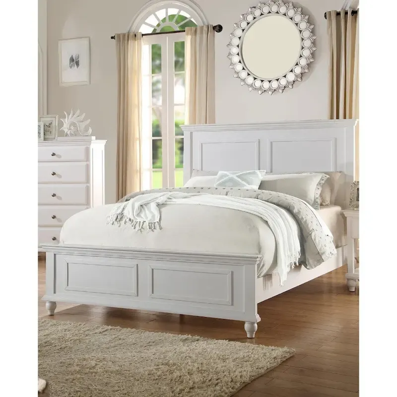 Captivating E.King Wooden Bed, White