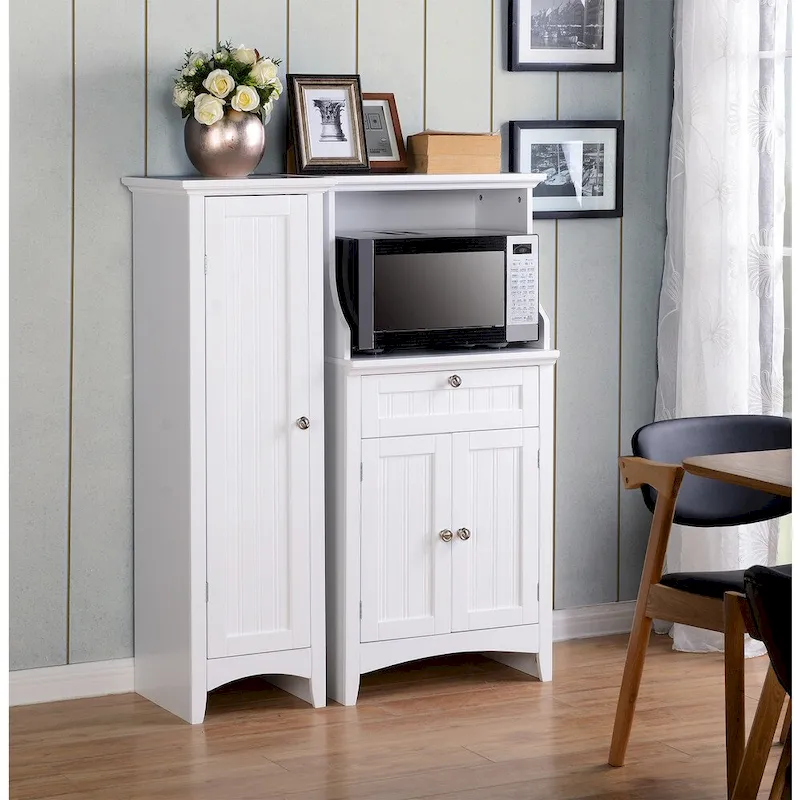 Microwave and Coffee Maker Utility Cabinet with Drawer and Cupboard, Traditional Style