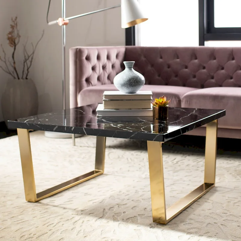SAFAVIEH Bea Black/ Brass Square Coffee Table - 31.5