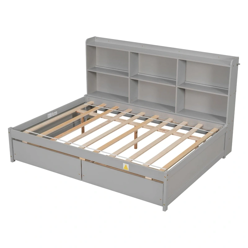 Full Bed with Side Bookcase Drawers