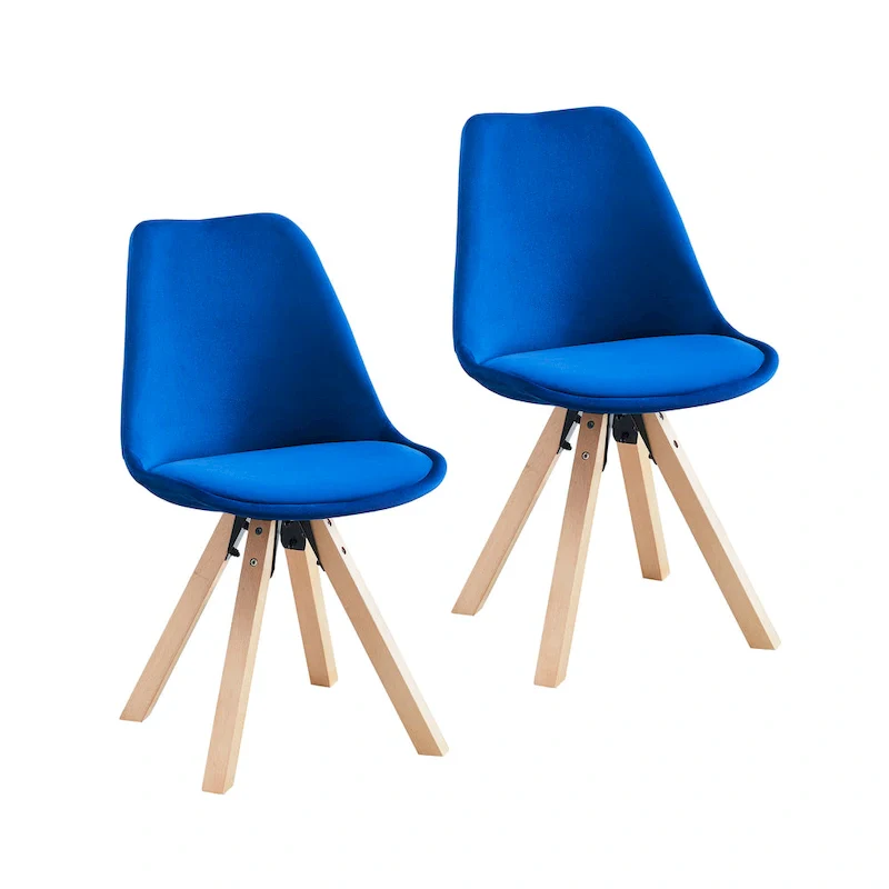 Velvet Dining Chairs Set of 2 with Beechwood Legs
