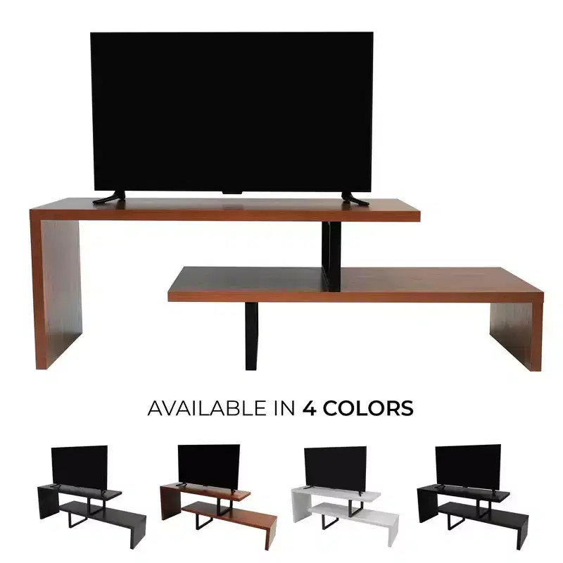 LeisureMod Orford Collection TV Stand with MDF Shelves and Powder-Coated Iron Legs  Media Console, Modern Living Room, Entertainment Center, Storage