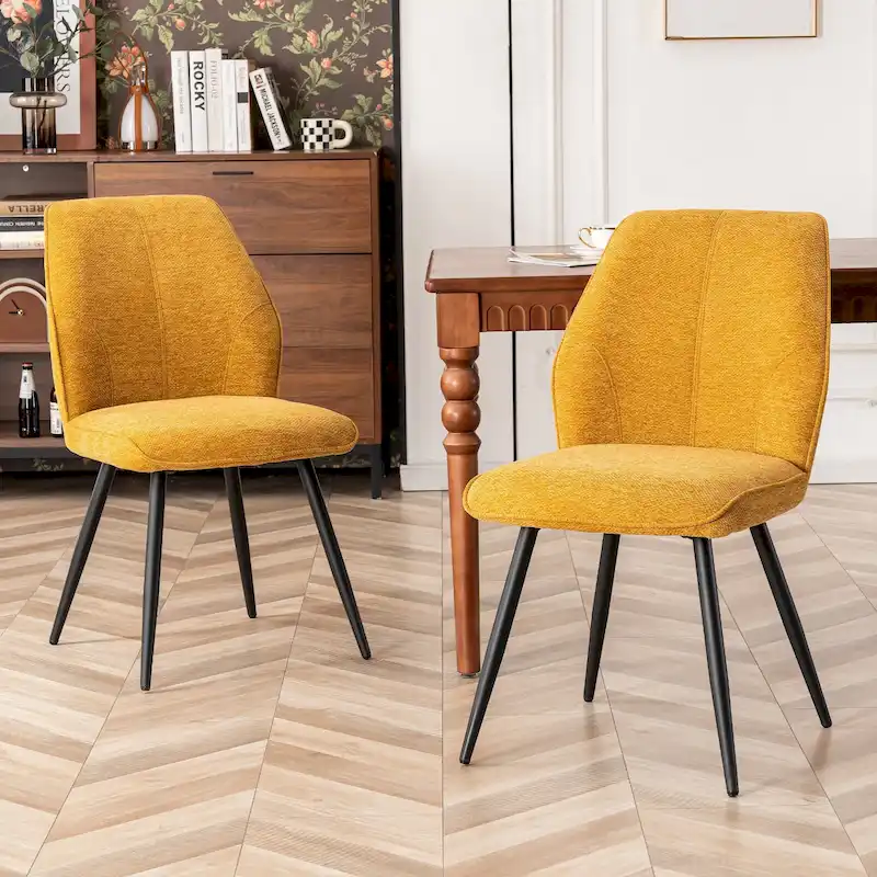 Mid Century Modern Armless Fabric Dining Room Chairs Set of 2