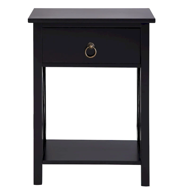 Space-Saving Wooden Side Table with Storage Drawer and Spacious Compartment