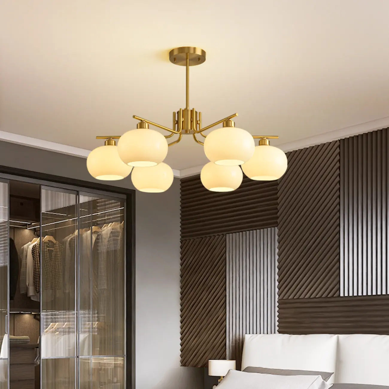 Modern Glass Globe Chandelier Adjustable Hanging Length