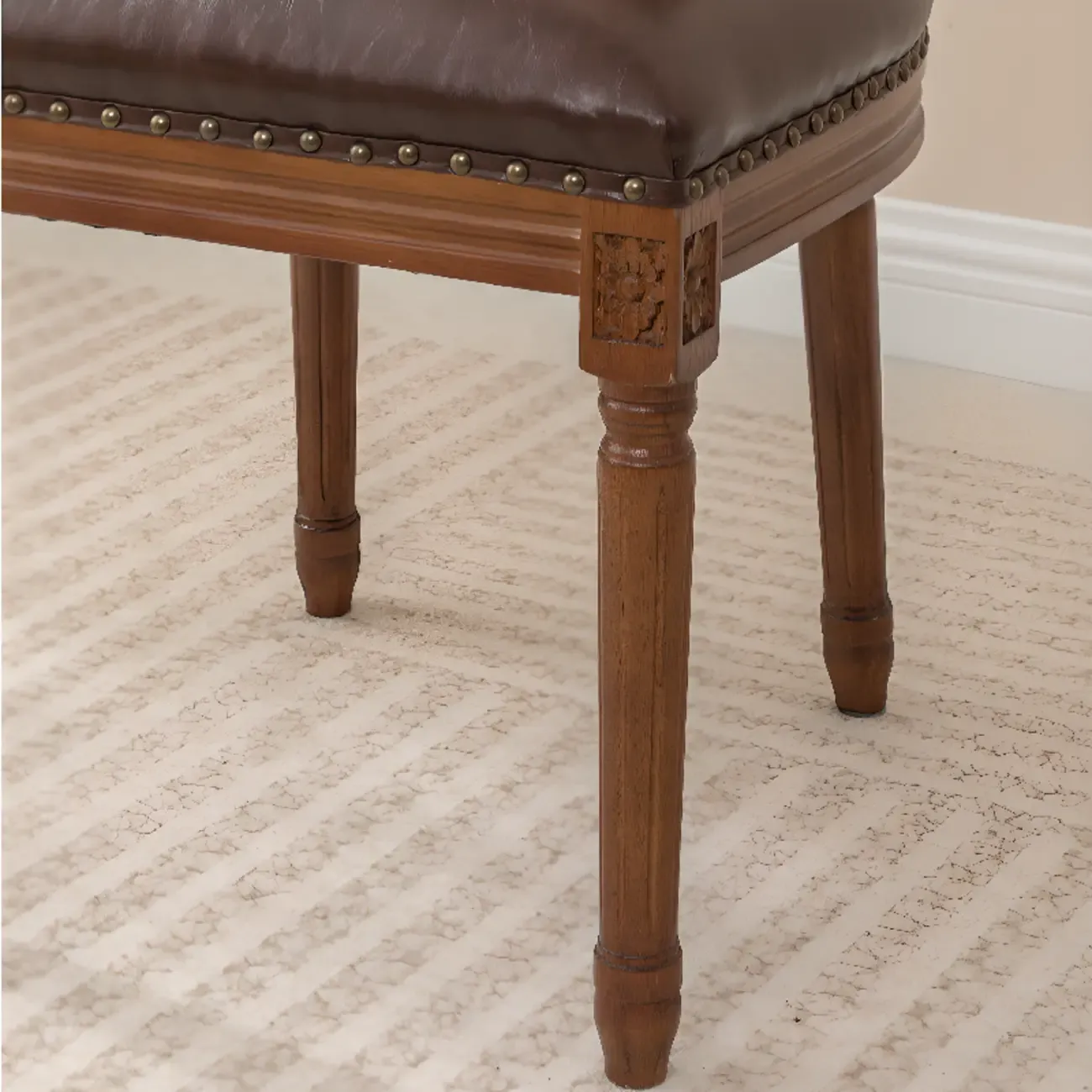 Mid Century Modern Solid Back Armless Wooden Dining Chairs