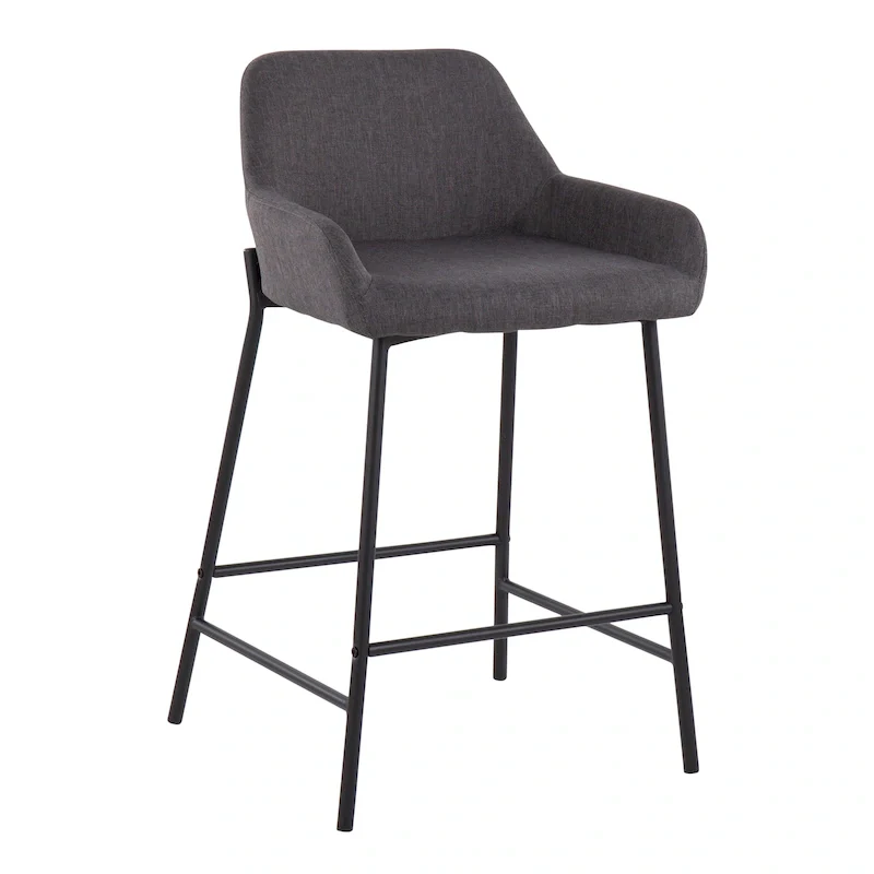 Carbon Loft Galotti Black Fixed-Height Upholstered Counter Stool - Set of 2