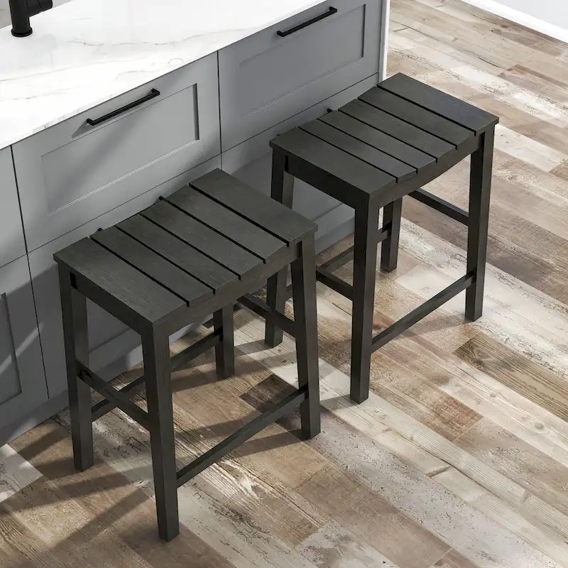 Farmhouse Wood 5-Piece Counter Height Dining Table and Stool Set