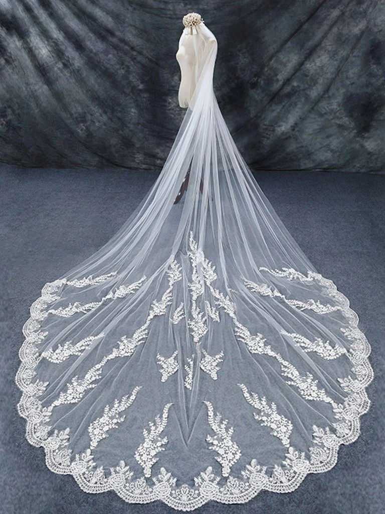 Vintage Floral Lace Cathedral Veil Bridal Veil Wedding Veil