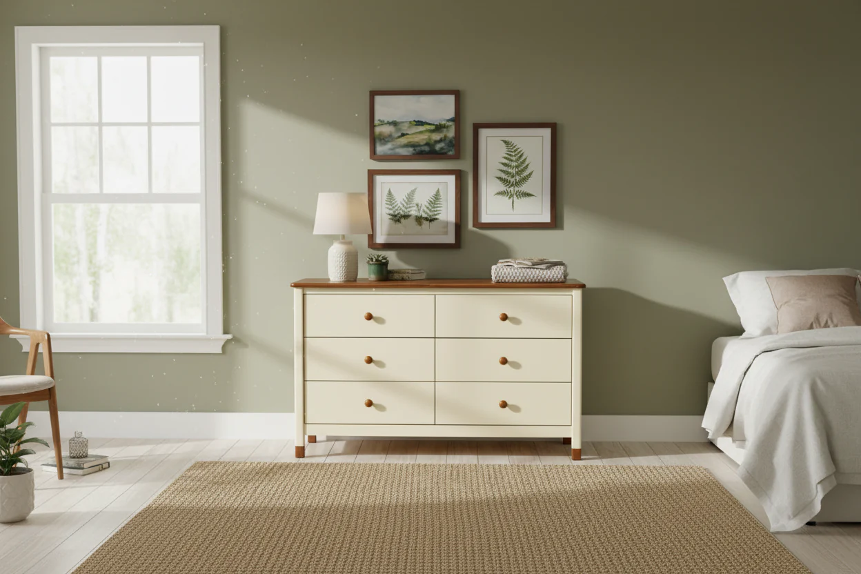 Wooden Storage Dresser with 6 Drawers