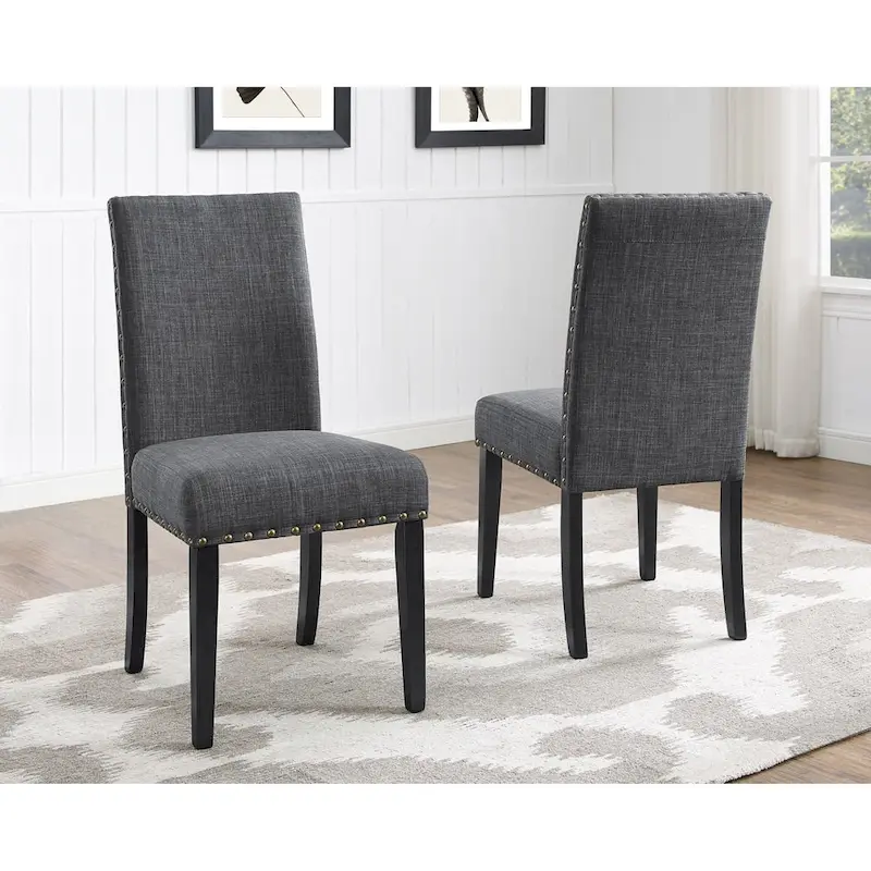 Nailhead-Trim Fabric Dining Chairs (Set of 2)