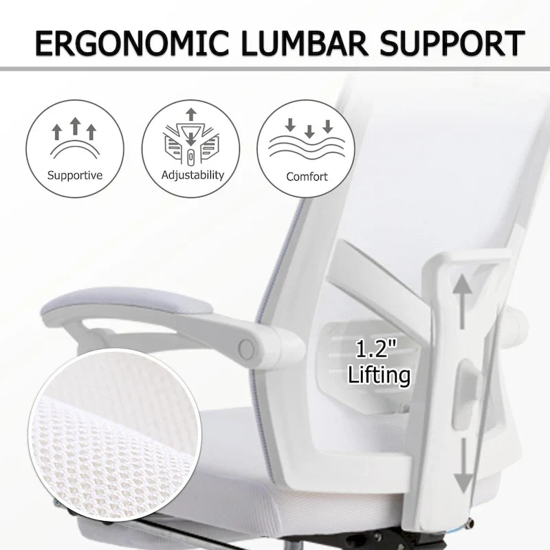 Office Chair With Foot Rest Ergonomic Swivel Mesh Task Office Chair