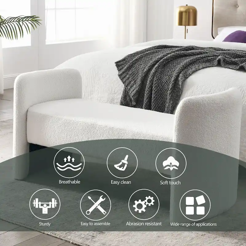 GDFStudio - Harper H-Frame Polyester Upholstered Bench with Modern Versatile Design