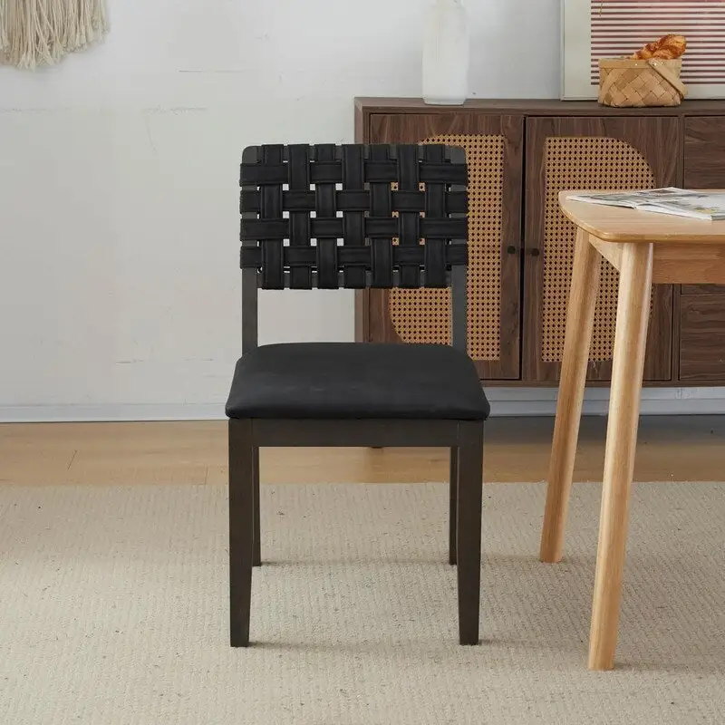 Mid Century Modern Wooden Dining Chairs Set of 2