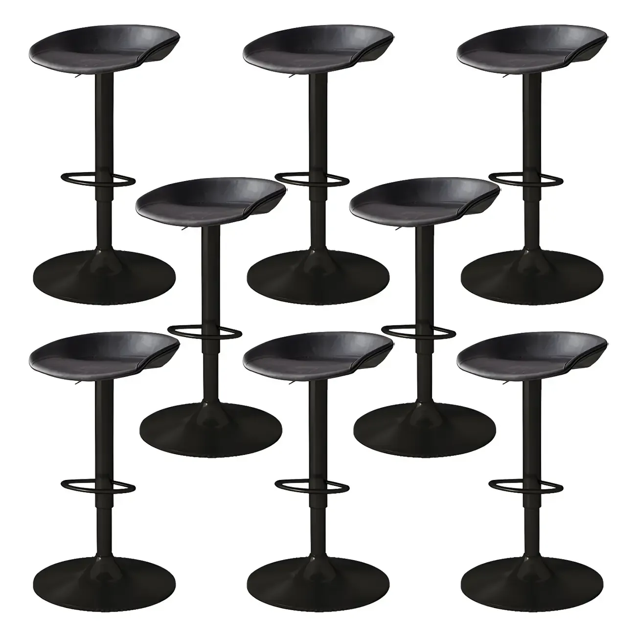 Modern Leather Black Pedestal Swivel Adjustable Bar Stool