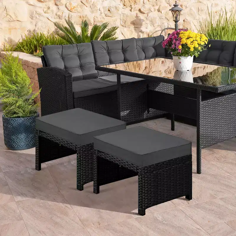 Yaheetech 2PCS Wicker Ottomans for Patio, Backyard